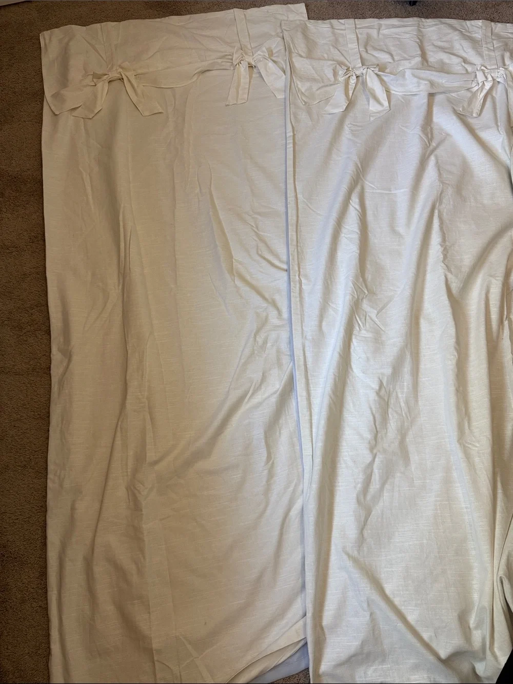 Pottery Barn Kids Evelyn Linen Blend Bow Valance Blackout Curtain 2 panels beige